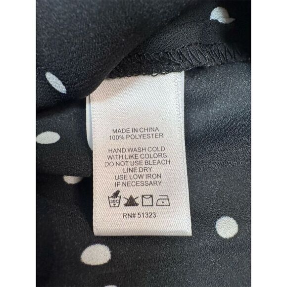 EUC CeCe Women's XL Black Sleeveless Polka Dot Blouse with Collar - Picture 5 of 5